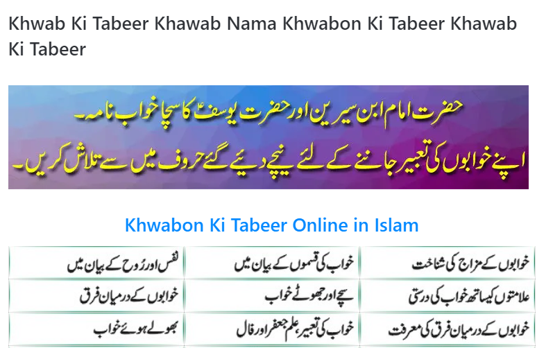 Khwab Ki Tabeer | Khwabon Ki Tabeer | Khwab Nama Urdu