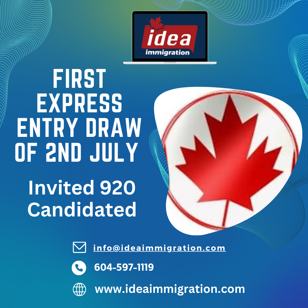 First Express Entry Draw of July Sent 920 PR Invitations - Idea immigration
