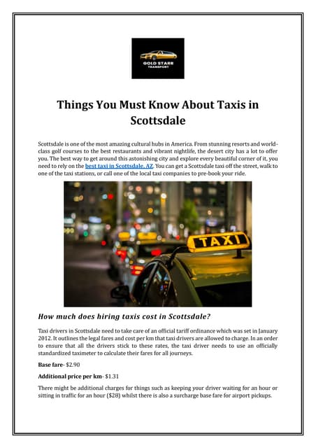 Things You Must Know About Taxis in Scottsdale