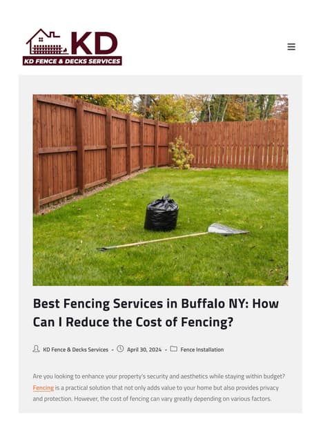Best Fencing Services in Buffalo NY How Can I Reduce the Cost of Fencing? | PDF