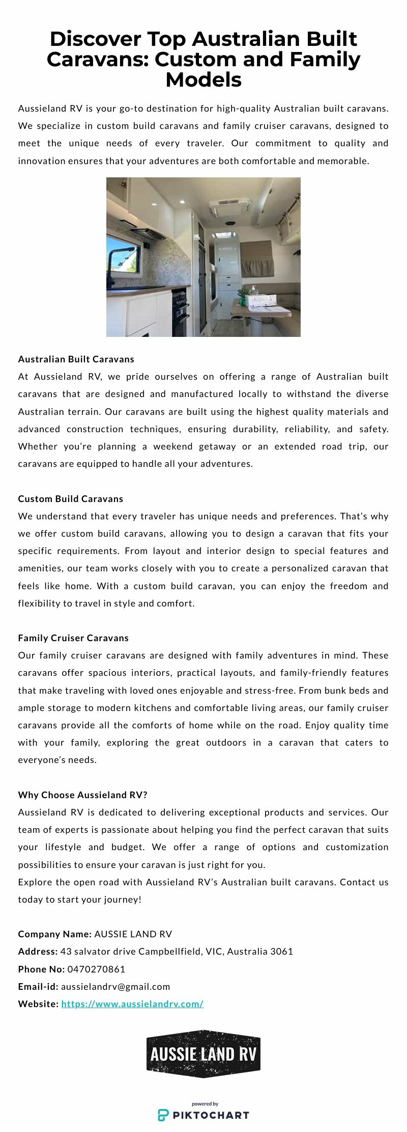 Australian Built Caravans: Custom and Family Models | Piktochart Visual Editor