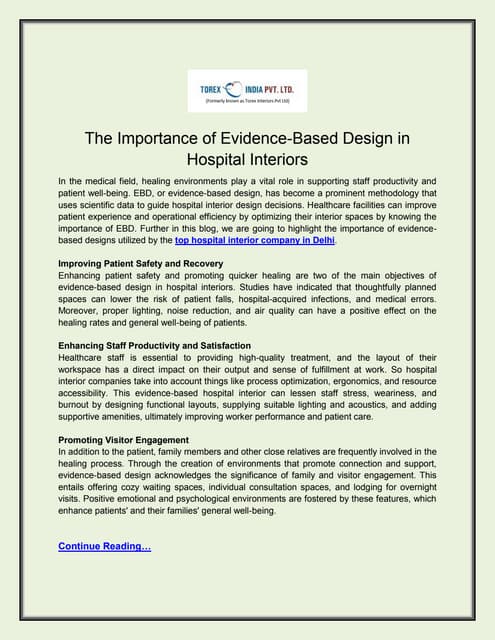 The Importance of Evidence-Based Design in Hospital Interiors | PDF