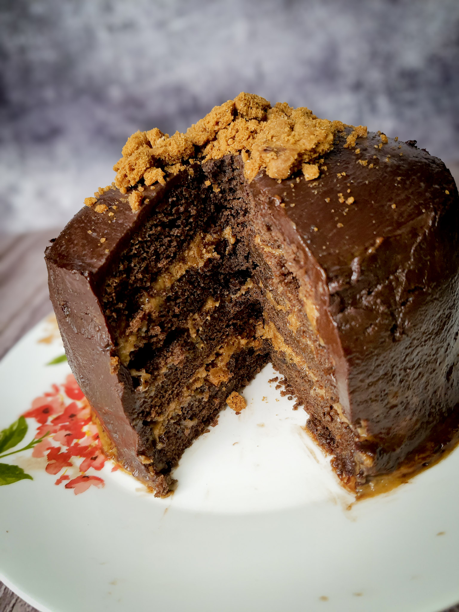 Eggless Dark Chocolate Biscoff Cake Recipe | Bake With Nari