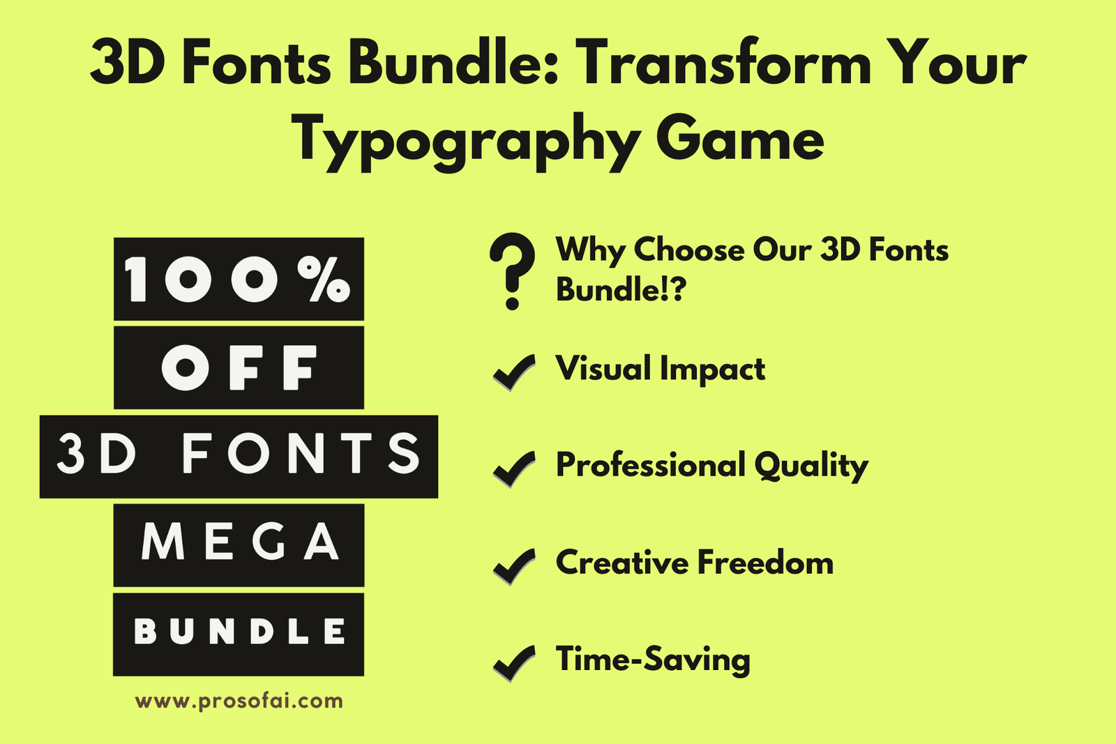 3D Fonts Bundle: Transform Your Typography Game!          -         Prosofai