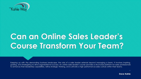 Can an Online Sales Leader’s Course Transform Your Team