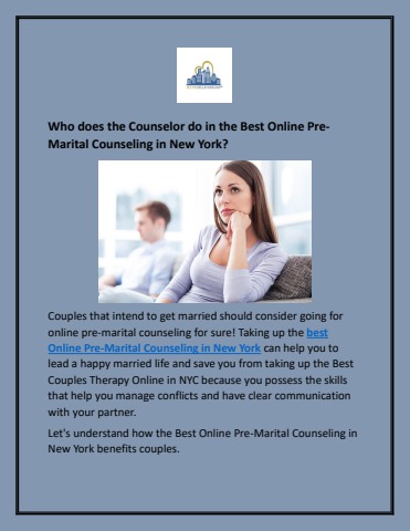 Who does the Counselor do in the Best Online Pre-Marital Counseling in New York?