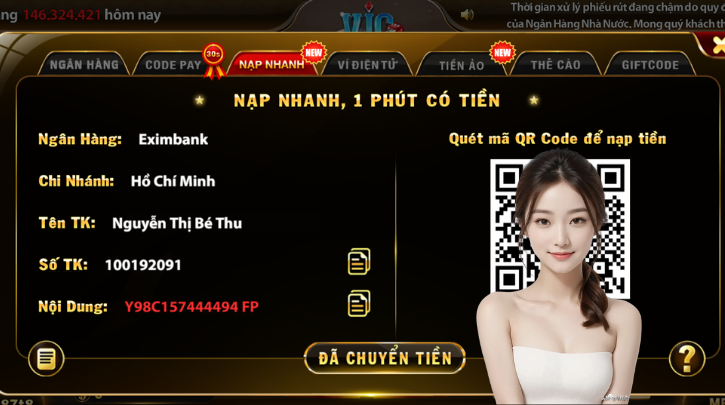 Nạp rút tiền Vicclub | Nạp rút chỉ 2-5 phút