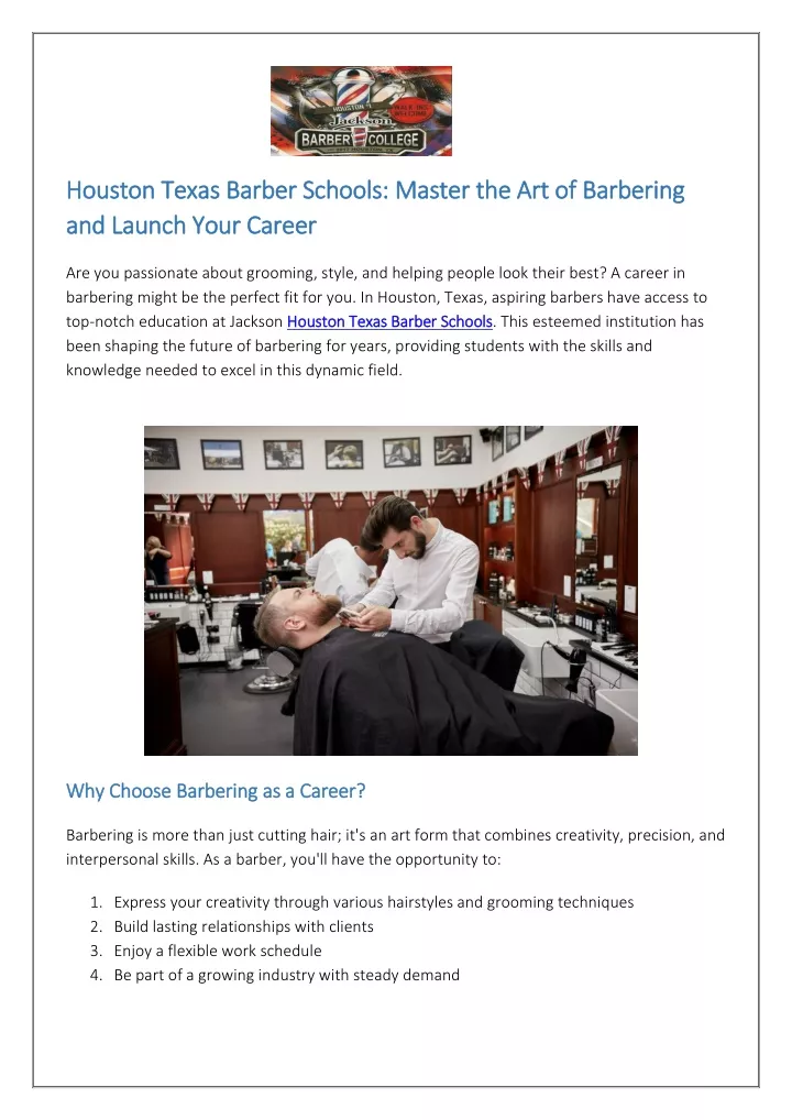 PPT - Houston Texas Barber Schools Master the Art of Barbering and Launch Your Career PowerPoint Presentation - ID:13554202