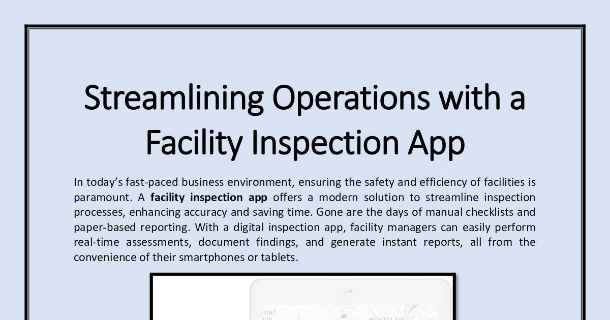 Streamlining Operations with a Facility Inspection App