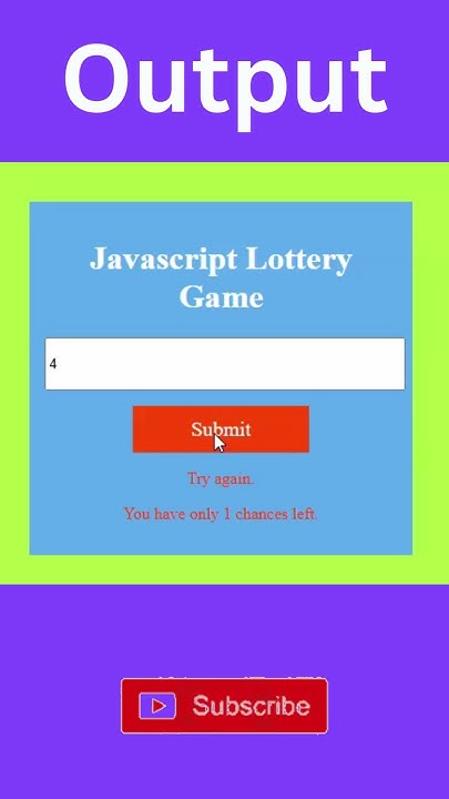 Javascript Lottery Game 3 Attempt - YouTube