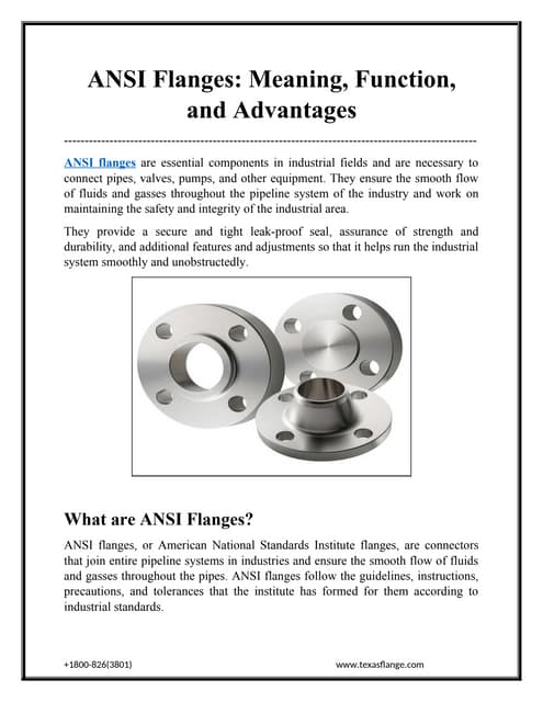 ANSI Flanges: Meaning, Function, and Advantages.docx | Free Download