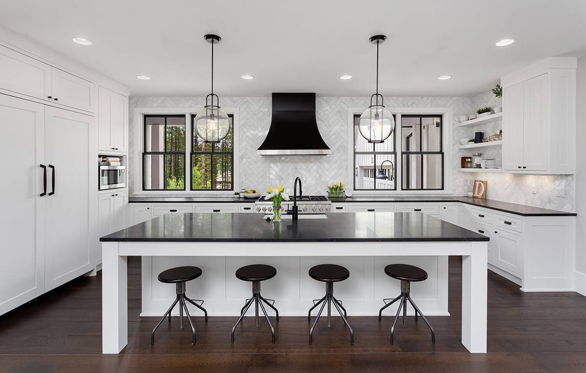 Black & White Kitchen - Newton MA - Kitchen and Bath Center