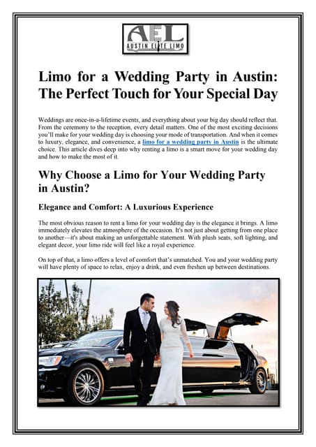 Limo for a Wedding Party in Austin The Perfect Touch for Your Special Day.pdf