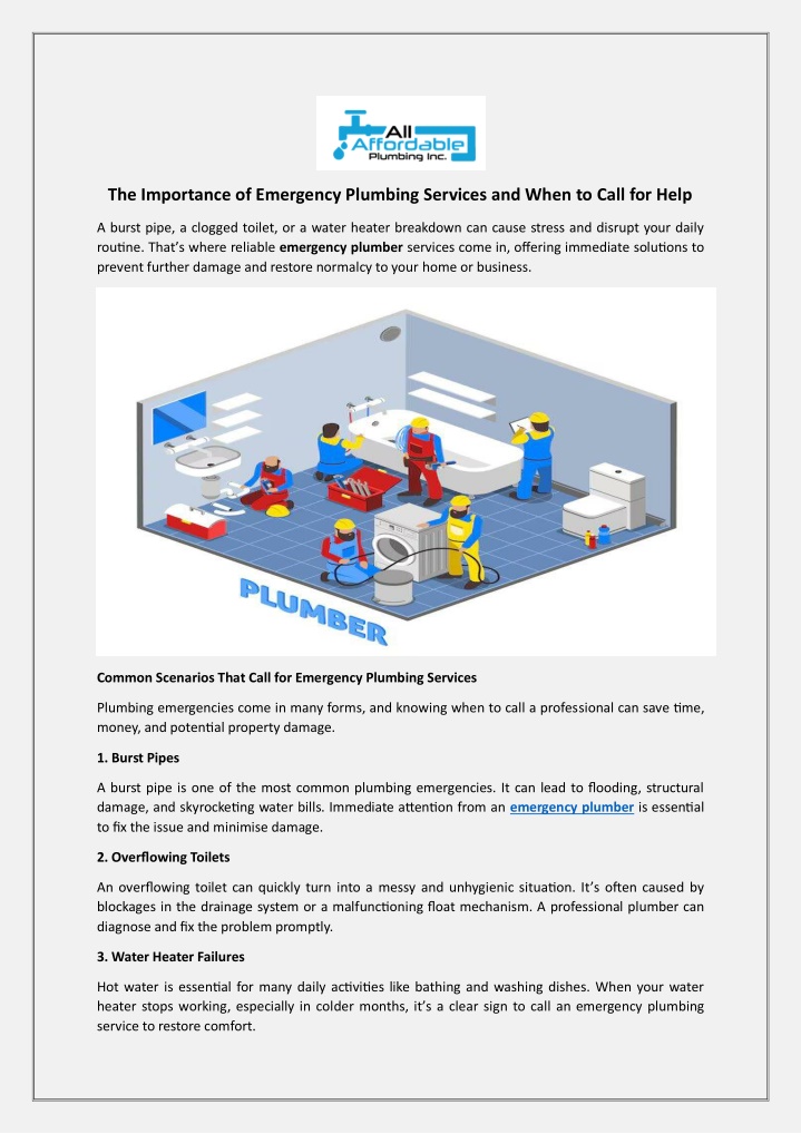 PPT - The Importance of Emergency Plumbing Services and When to Call for Help PowerPoint Presentation - ID:13920620