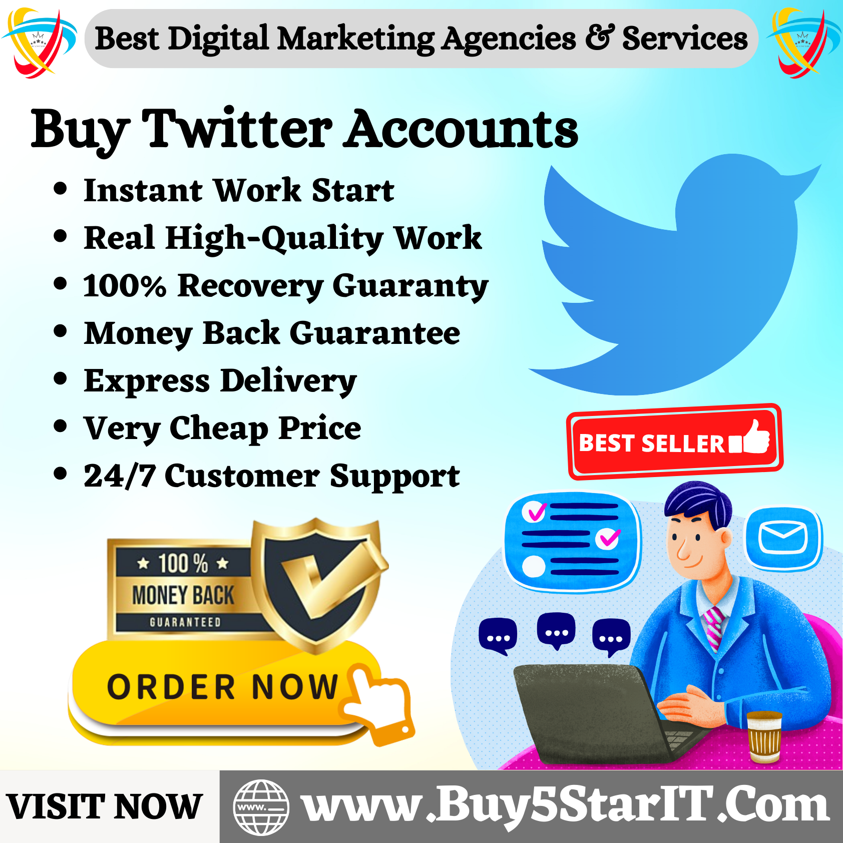 Buy Twitter Accounts - Bulk - Old- Aged - Completed Profiles