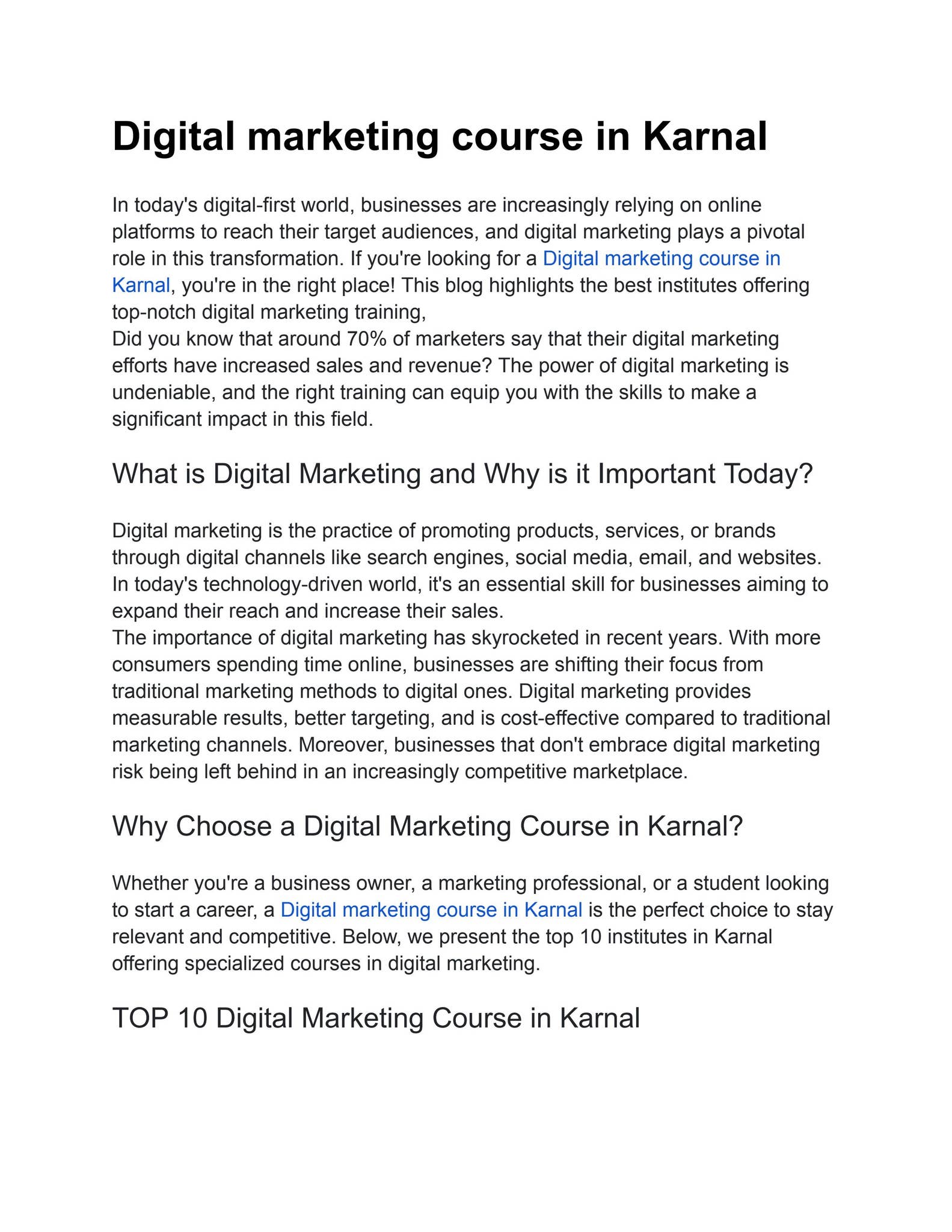Digital marketing course in Karnal
