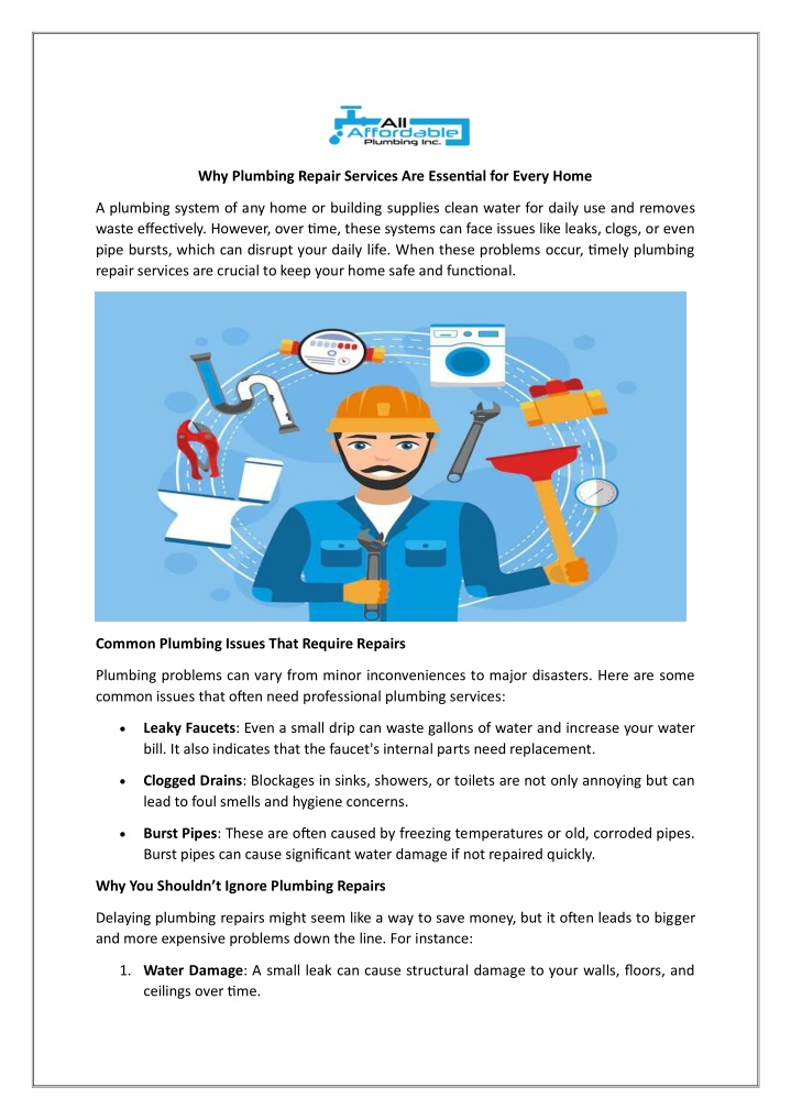 PPT - The Importance of Plumbing Repair Services for Every Home PowerPoint Presentation - ID:13941436