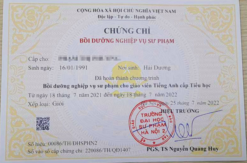 Tuyển sinh lớp chứng chỉ nghiệp vụ sư phạm tiểu học 2025