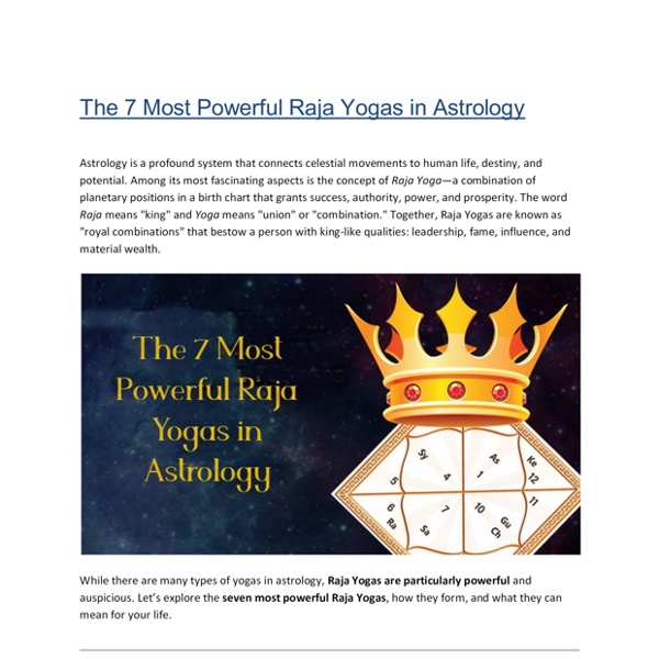 The 7 Most Powerful Raja Yogas in Astrology | Pearltrees