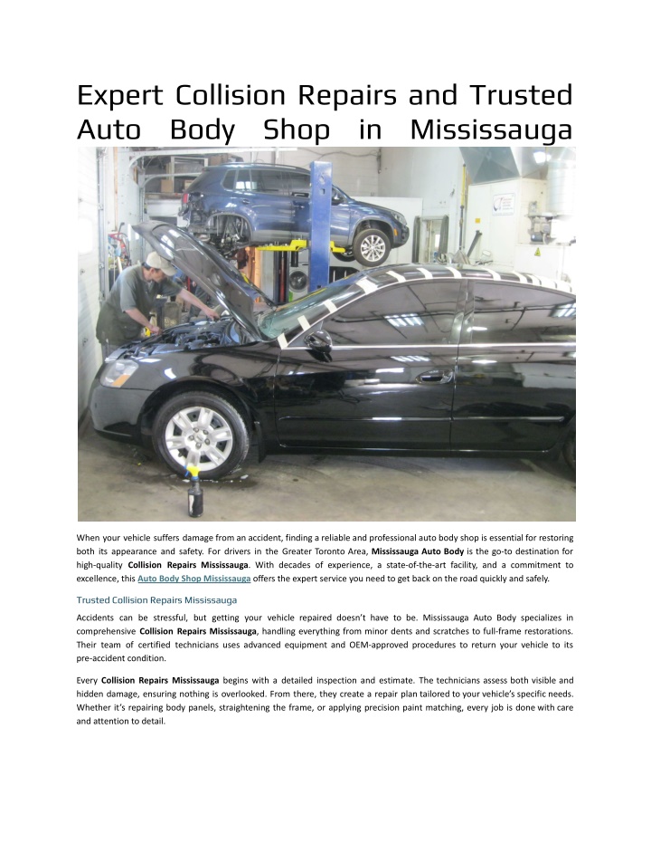 PPT - Expert Collision Repairs and Trusted Auto Body Shop in Mississauga PowerPoint Presentation - ID:14304148