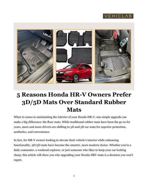 Best-Fitting Floor Mats for the Honda HR-V RV 2021–2024 | PDF