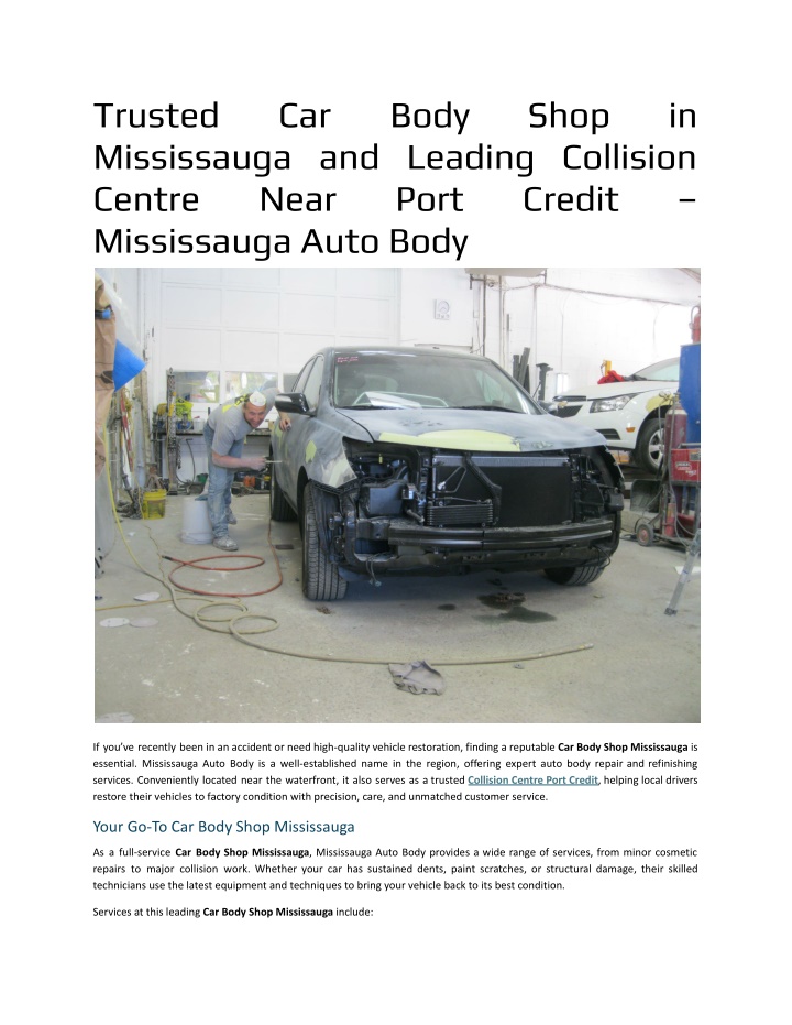 PPT - Trusted Car Body Shop in Mississauga and Leading Collision Centre Near Port Credit – Mississauga Auto Body PowerPoint Presentation - ID:14378830