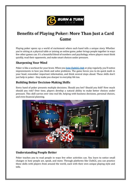 Benefits of Playing Poker: More Than Just a Card Game